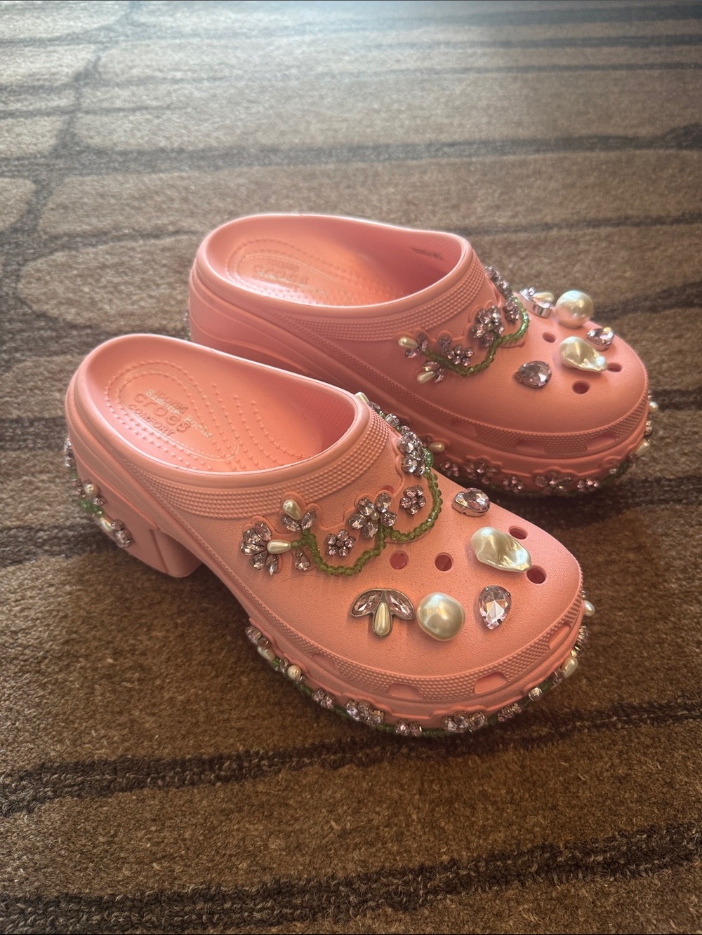 Simone Rocha Pink Jeweled Platform Clog Mules